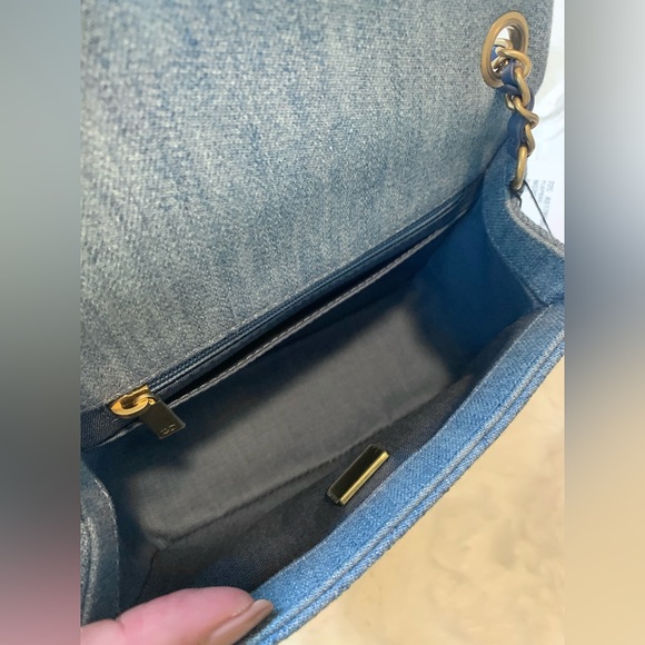 ❌SOLD❌NEW Chanel Pearl Crush Mini Square Denim Flap Bag w/Antique Gold Hardware - Picture 13 of 16